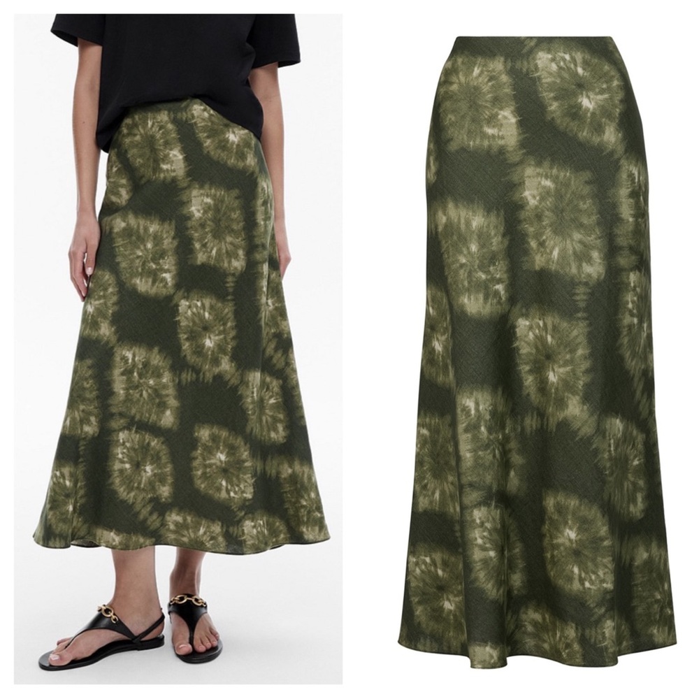 Witchery French linen tie-dye midi skirt